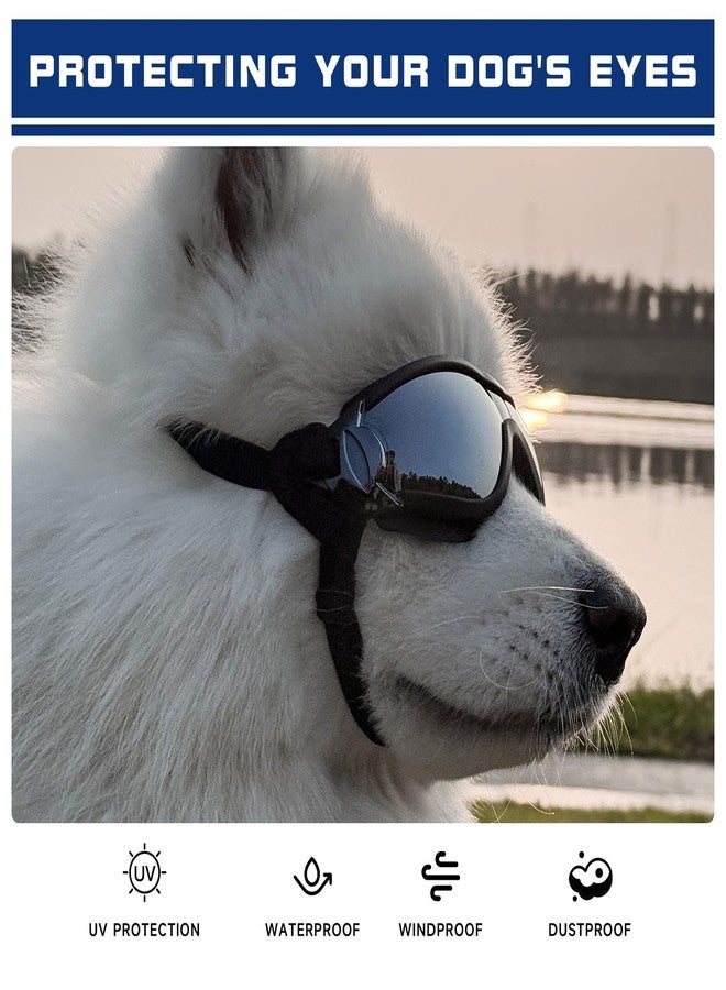 Forever Caring Together Dog Goggles UV400 Protection, Ski Goggles for Medium to Large Breeds with Adjustable Strap, Dog Sunglasses with Wide Snout & Soft PVC Frame - UV-Resistant/Snowproof for Ski,Cycling (Black) - Image 2