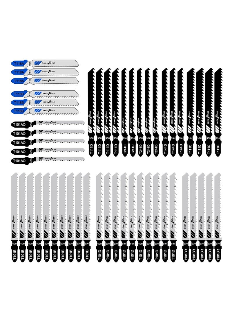 SYOSI 52 Piece Jigsaw Blade Set for Saw in Metal, Professional Blades Wood, Plastic and Metal (10 Models) - Image 1