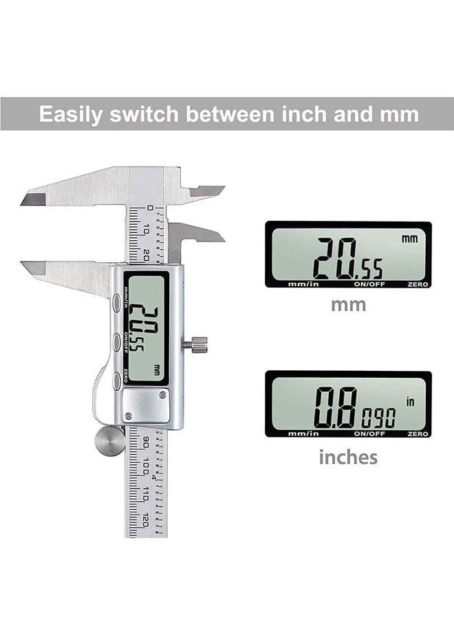 L&E Digital Caliper, Caliper Measuring Tool with Stainless Steel, Electronic Micrometer Caliper with Large LCD Screen, Auto-Off Feature, Inch and Millimeter Conversion (6 Inch/150 mm)  - Image 3