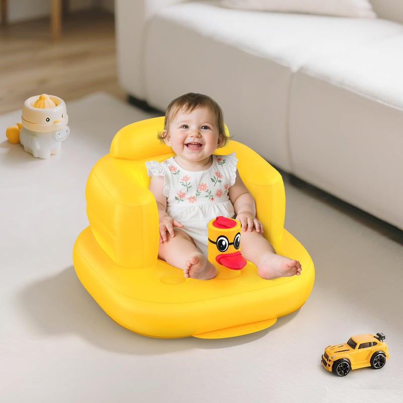 Mink Inflatable Baby Seat for Babies 3+ Months,Infant Floor Seats for Sitting Up,Portable Blow Up Baby Chair with Built in Air Pump, Ideal for Sitting Up and Learning to Play (Duck) - Image 2