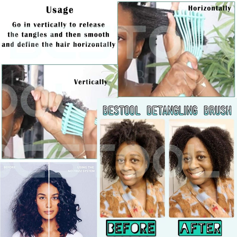BESTOOL Hair Brush, Detangling Brush for Natural Black and Curly Hair (Pink, Afro 3/4abc), Ideal for Wet or Dry Hair - Image 5