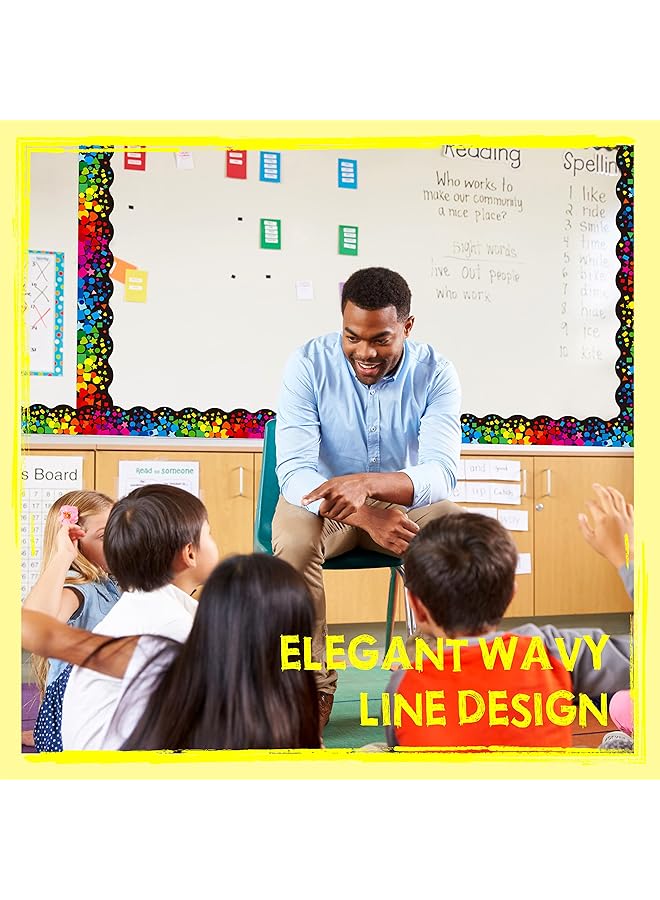 erorex 60 Feet Bulletin Board Borders Self Adhesive Scalloped Confetti Rolled Border Trim Decoration With Strong And Permanent Adhesive For School Classroom Offices Wall Desks Windows Doors - Image 4