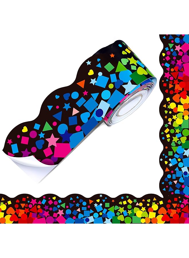 erorex 60 Feet Bulletin Board Borders Self Adhesive Scalloped Confetti Rolled Border Trim Decoration With Strong And Permanent Adhesive For School Classroom Offices Wall Desks Windows Doors - Image 1