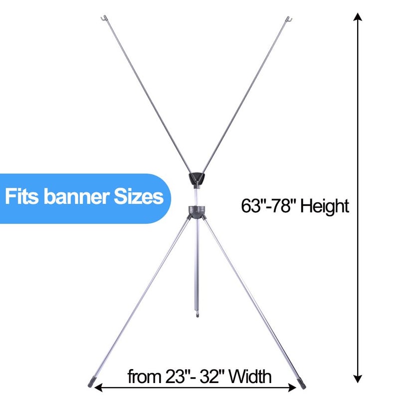 SUERUI Adjustable X Banner Stand Fits Any Banner Size Width 23" to 32" and Height 63" to 78" - Image 3