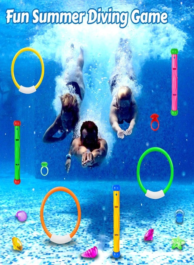 Feivando 20 Pcs Pool Diving Swimming Toys for Kids Diving Rings Sticks Gems Underwater Training Sinking Toys with Storage Bag for Summer Water Games Party Favors - Image 5