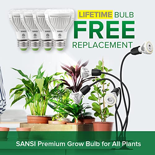 Sansi أضواء نمو LED من SANSI للنباتات الداخلية، استبدال المصباح مجانًا مدى الحياة، 600 واط طيف كامل مع 4 رقبة مرنة، ضوء نبات مع مؤقت 4/8/12 ساعة، قوة نمو عالية PPFD، مصباح نمو نباتات - Image 3