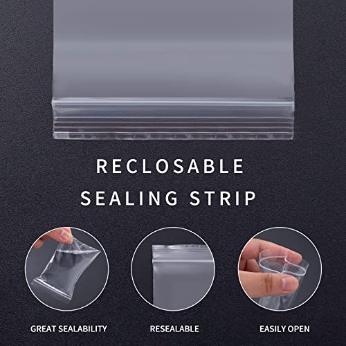 WOW DING 400PCS Small Plastic Bags, 4 Assorted Sizes, Small Baggies, Clear Jewelry Bags Resealable, Reclosable Poly Bag for Pill, Beads, Storage - Image 2