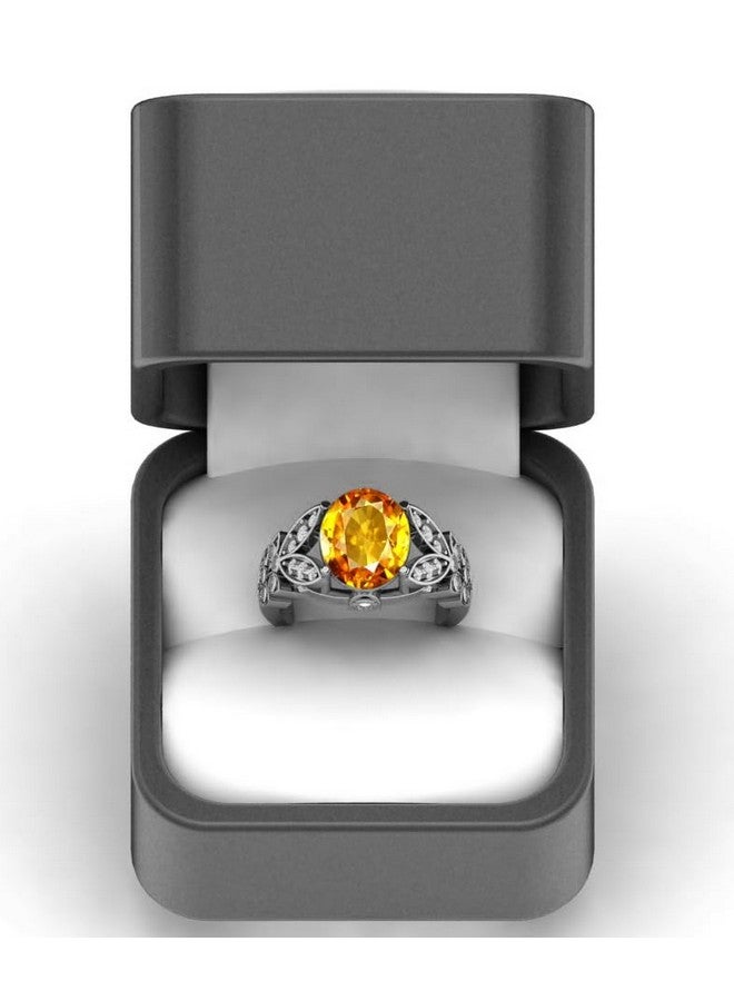 خاتم فضي قابل للتعديل من حجر الياقوت الأصفر الطبيعي عيار 8.25 قيراط/7.25 قيراط للنساء والرجال - Image 5