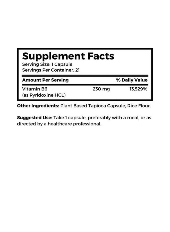 Dr Clark Store Dr. Clark Vitamin B6 Supplement - 230mg, 21 Tapioca Capsules, Supports Energy Metabolism & Nervous System Health - Image 2