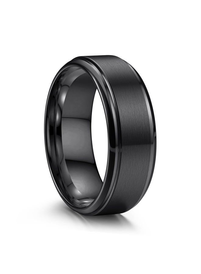 Jstyle Stainless Steel Rings for Men Women 8MM Wedding Band Rings Matte Surface - Beveled Polished Edge Mens Ring Comfort Fit Size 6-14, Metal, No Gemstone - Image 1