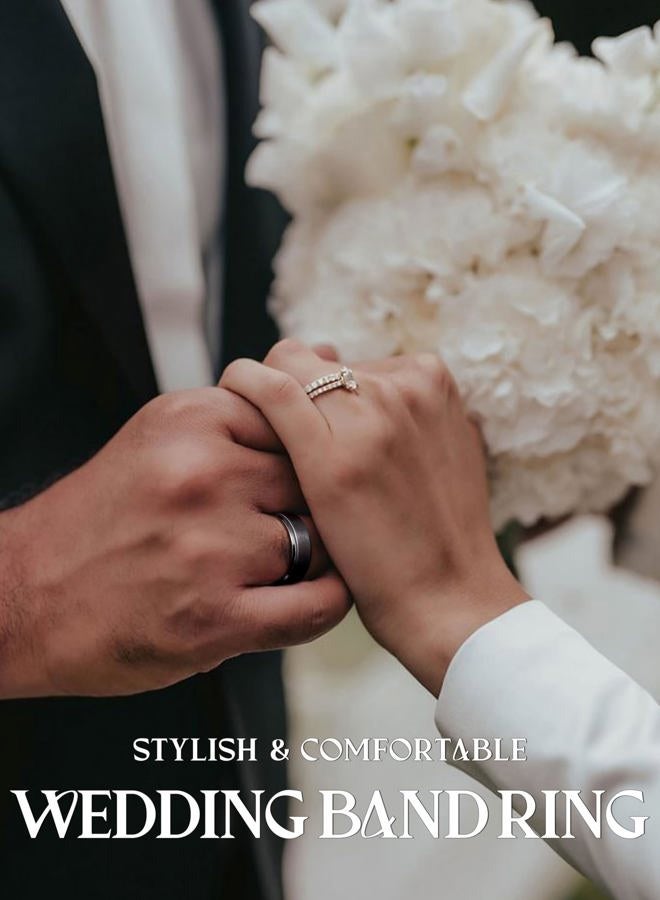 Jstyle Stainless Steel Rings for Men Women 8MM Wedding Band Rings Matte Surface - Beveled Polished Edge Mens Ring Comfort Fit Size 6-14, Metal, No Gemstone - Image 5