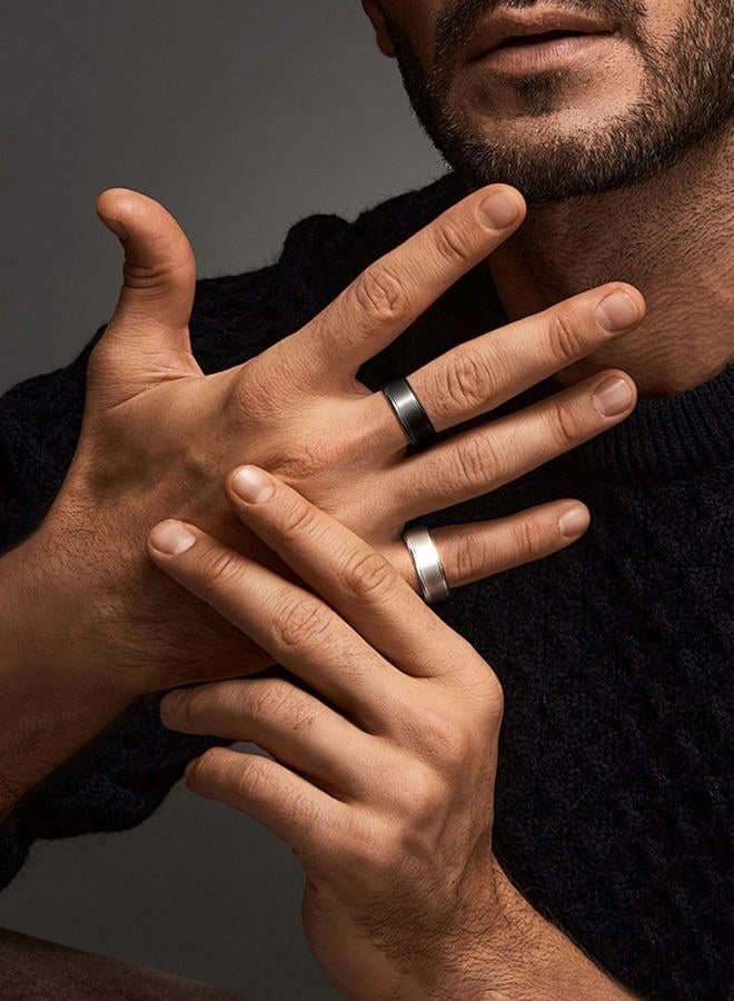 Jstyle Stainless Steel Rings for Men Women 8MM Wedding Band Rings Matte Surface - Beveled Polished Edge Mens Ring Comfort Fit Size 6-14, Metal, No Gemstone - Image 4