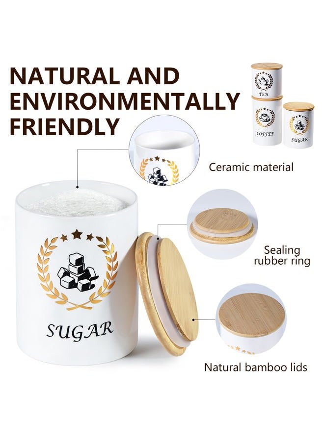 Craftmastudio Kitchen Ceramic Canisters for Countertop, Sets of 3 for the Kitchen Counter ，Container with Air Tight Lid for coffee Tea flour and sugar Spice -Food Damp-proof Canister set - Image 2