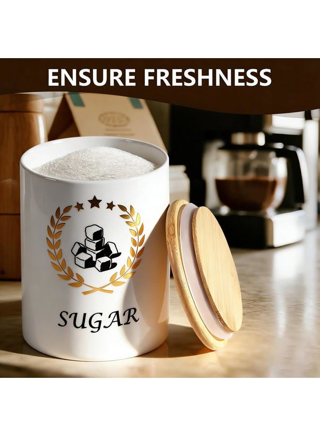 Craftmastudio Kitchen Ceramic Canisters for Countertop, Sets of 3 for the Kitchen Counter ，Container with Air Tight Lid for coffee Tea flour and sugar Spice -Food Damp-proof Canister set - Image 5