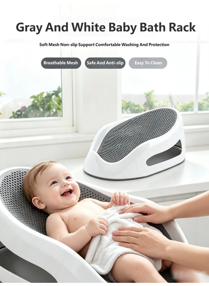 TNGames 【Ergonomic Spine Support】Baby Bath Seat for 3-6 Months, Non-Slip Bathing Sling, Newborn Shower Holder - Image 1