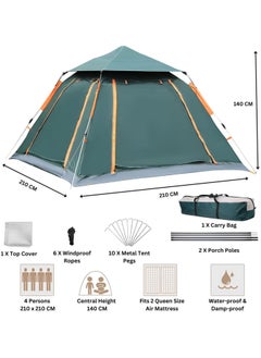 Generic 4/6 Person Camping Tent Automatic Instant Pop-Up Tent Lightweight Portable Tent Outdoor Camping Waterproof Windproof Camping Tent And Mesh Windows 2 Doors With Carry Bag  - Image 2