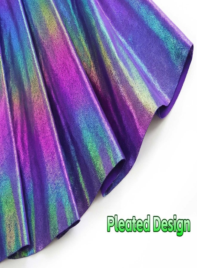 Gnainach Girls Metallic Skort Size 4t 5t Sparkly Purple Cute A-Line Holographic Skirts for Kids Gymnastics Birthday - Image 5