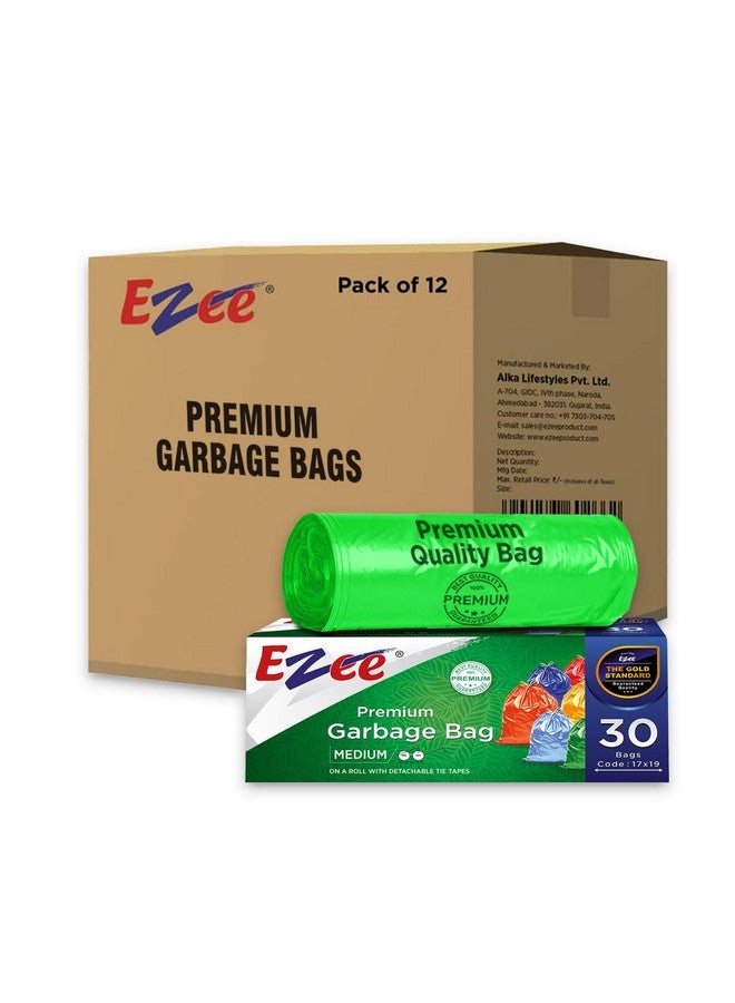 Ezee Live Life Ezee Way Ezee Premium Eco Friendly Medium Garbage Bags/Trash Bags/Dustbin Bags, 19 X 21 Inches Pack of 12  - Image 1