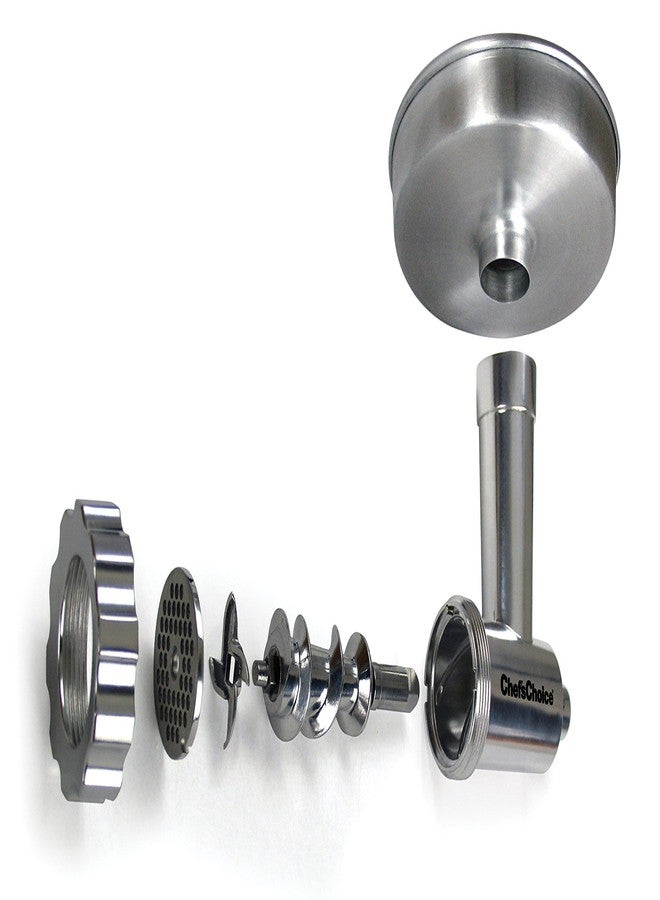 CHEF'S CHOICE Chef'sChoice Food Grinder Attachment Premium Metal Designed for KitchenAid Stand Mixers Includes Sausage Stuffing Kit, One Size, Silver - Image 3