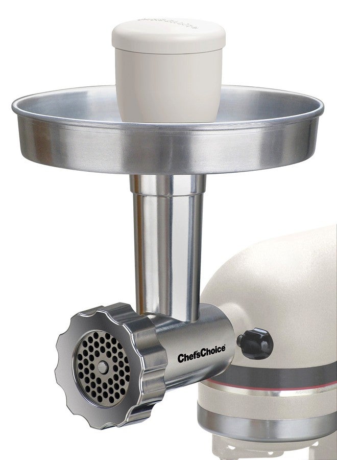 CHEF'S CHOICE Chef'sChoice Food Grinder Attachment Premium Metal Designed for KitchenAid Stand Mixers Includes Sausage Stuffing Kit, One Size, Silver - Image 4