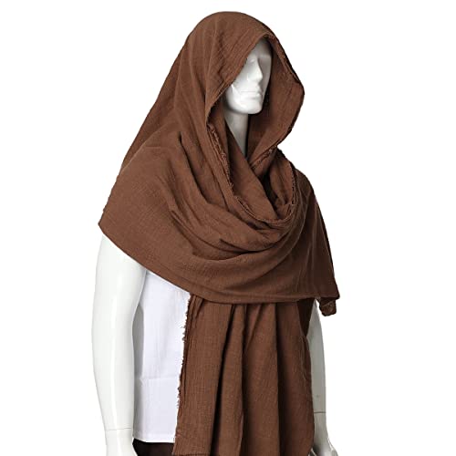 GRACEART Post Apocalyptic Shawl Hood Scarf Shaman Cowl Medieval Costume Sash Brown - Image 5