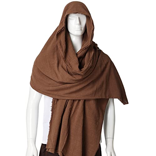 GRACEART Post Apocalyptic Shawl Hood Scarf Shaman Cowl Medieval Costume Sash Brown - Image 2