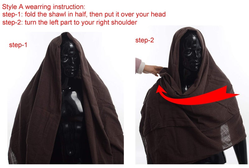 GRACEART Post Apocalyptic Shawl Hood Scarf Shaman Cowl Medieval Costume Sash Brown - Image 3