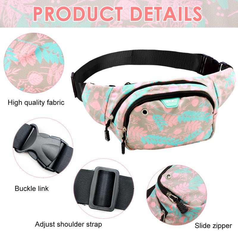 HANNEA® Fanny Pack for Women, Stylish Color Print Fanny Crossbody Waist Bag, Oxford Cloth Casual Chest Pack, Multi Layer Lightweight Travel Running Waist Bag for Travel, Running, Hiking - Image 3