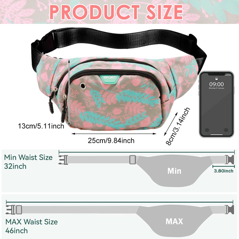HANNEA® Fanny Pack for Women, Stylish Color Print Fanny Crossbody Waist Bag, Oxford Cloth Casual Chest Pack, Multi Layer Lightweight Travel Running Waist Bag for Travel, Running, Hiking - Image 2