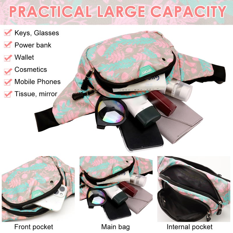 HANNEA® Fanny Pack for Women, Stylish Color Print Fanny Crossbody Waist Bag, Oxford Cloth Casual Chest Pack, Multi Layer Lightweight Travel Running Waist Bag for Travel, Running, Hiking - Image 4