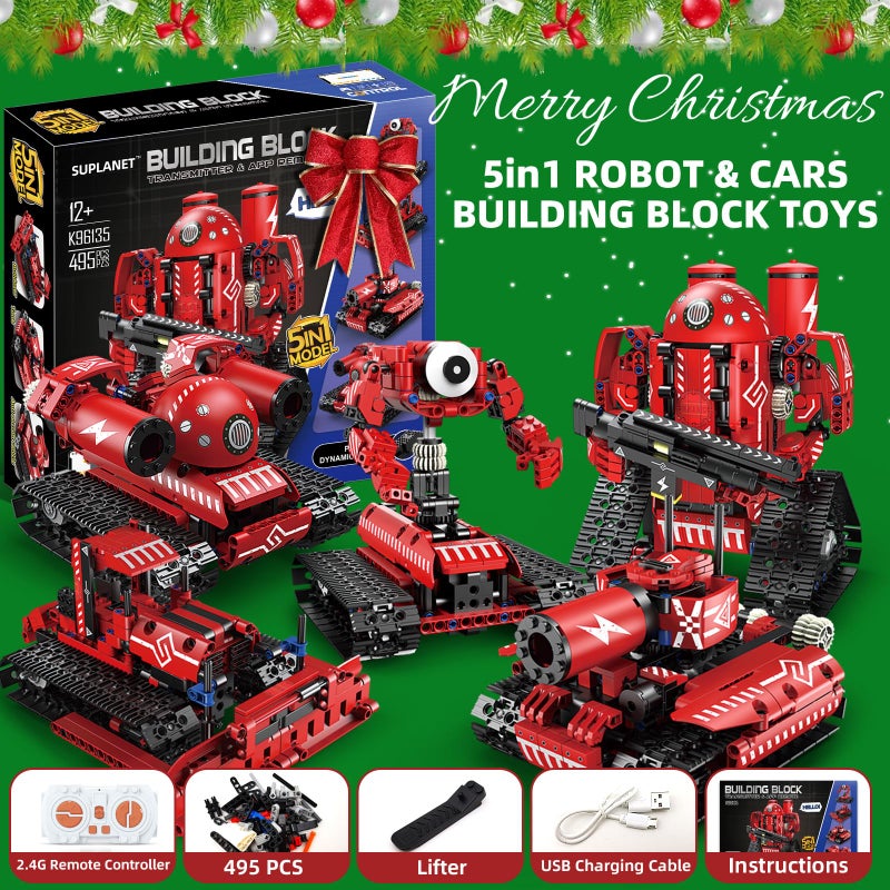 Suplanet STEM Robot Toys for Kids Ages 814 5in1 Remote Control and APP Programmable Robot Toys  495 Pcs DIY Building Science Educational Kit Building Block Birthday Present for Teen Boys Girls - Image 3