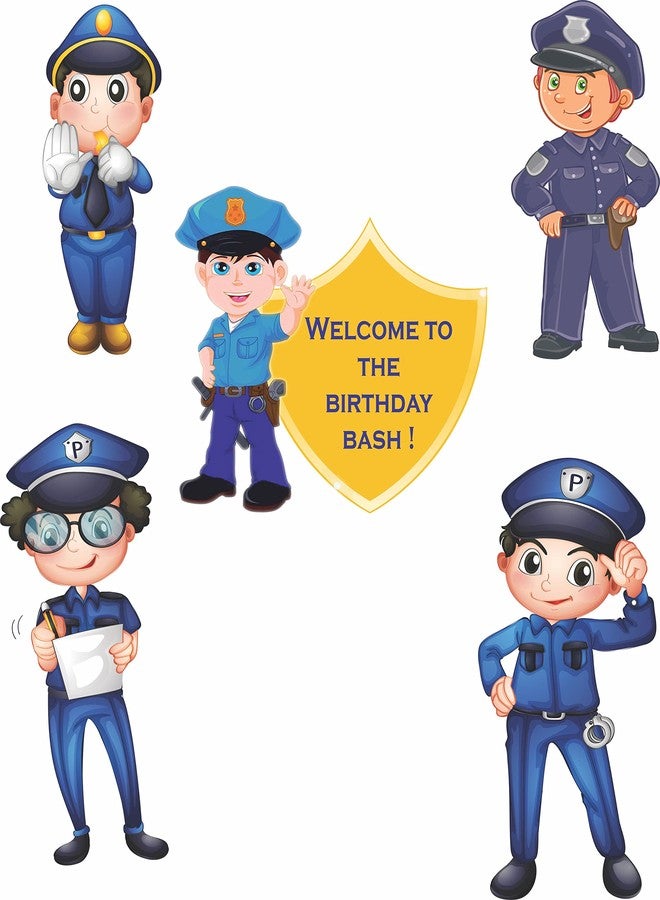 Untumble Police Theme Birthday Foil Kit | Police Theme Birthday Party Decorations With Banner, Posters, Foil Curtain, & Balloons | Pack of 108 - Image 3
