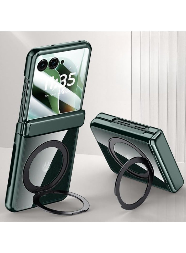 general Motorola Razr 60 Ultra Magnetic Protective Case [Built-in HD Screen Protector] [Wireless Charging Support] 360° Rotating Stand Electroplated Transparent Protective Case