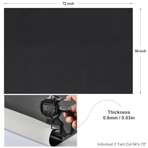 TeeLiy 2 Yards Marine Vinyl Fabric, Upholstery Faux Leather, Soft Waterproof Synthetic Fabric for Outdoor Boat Automotive, Car Seats, Upholstery Crafts, DIY Sewing, Sofa 54" x 72" (Black_TPU Fabric) - Image 3