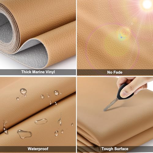 TeeLiy 2 Yards Marine Vinyl Fabric, Upholstery Faux Leather, Soft Waterproof Synthetic Fabric for Outdoor Boat Automotive, Car Seats, Upholstery Crafts, DIY Sewing, Sofa 54" x 72" (Black_TPU Fabric) - Image 5