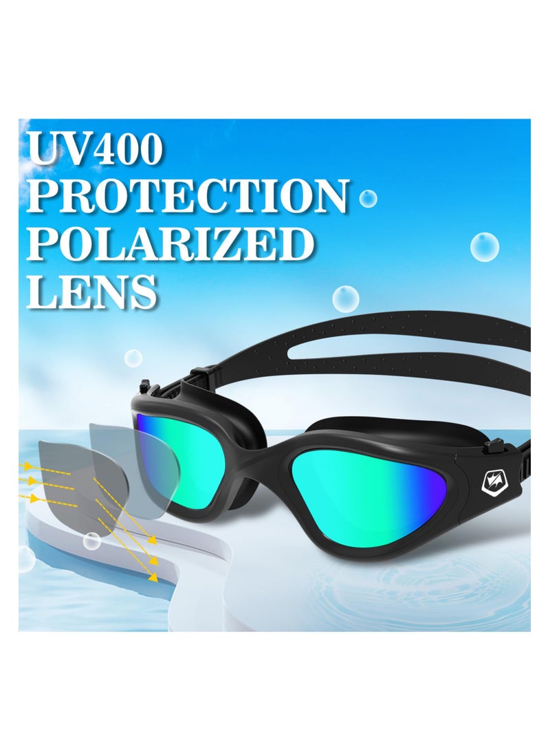 كابتن تيك Polarized Swimming Goggles Swim Pool Goggles Anti Fog Anti UV No Leakage Clear Vision Large Frame Swimming Goggles Comfortable Silicone Swimming Goggles for Men Women Adults Teenagers - Image 2