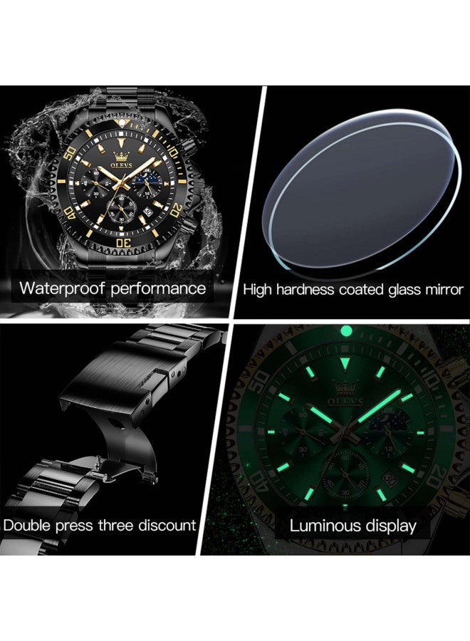 OLEVS Black Watches for Men Watch Men Stainless Steel Watches for Men Big Face Luxury Watches for Men Quartz Reloj para Hombre - Image 3