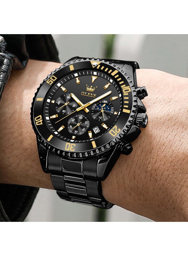 OLEVS Black Watches for Men Watch Men Stainless Steel Watches for Men Big Face Luxury Watches for Men Quartz Reloj para Hombre - Image 1