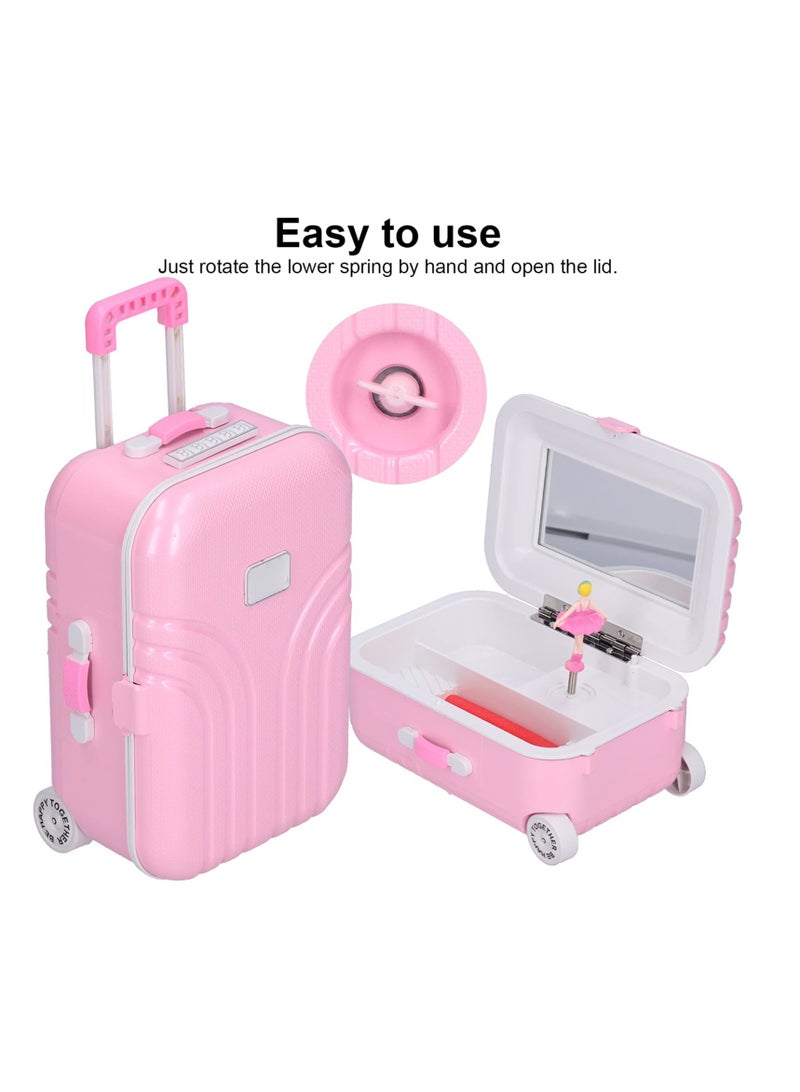 Excefore Girl's Musical Jewelry Storage Box, Suitcase Music Box with Dancing Girl, Music Box for Little Girls Daughter Granddaughter, Birthday Anniversary, Pink Mini Suitcase Model (Pink) - Image 2