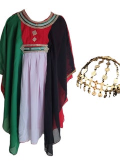 Daddy's Angel UAE Flag Traditional Girls Dress, Butterfly Dress, Kaftan, Jalabiya with Golden Head Chain for UAE National Day Celebration  - Image 3