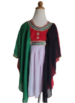 Daddy's Angel UAE Flag Traditional Girls Dress, Butterfly Dress, Kaftan, Jalabiya with Golden Head Chain for UAE National Day Celebration  - Image 5