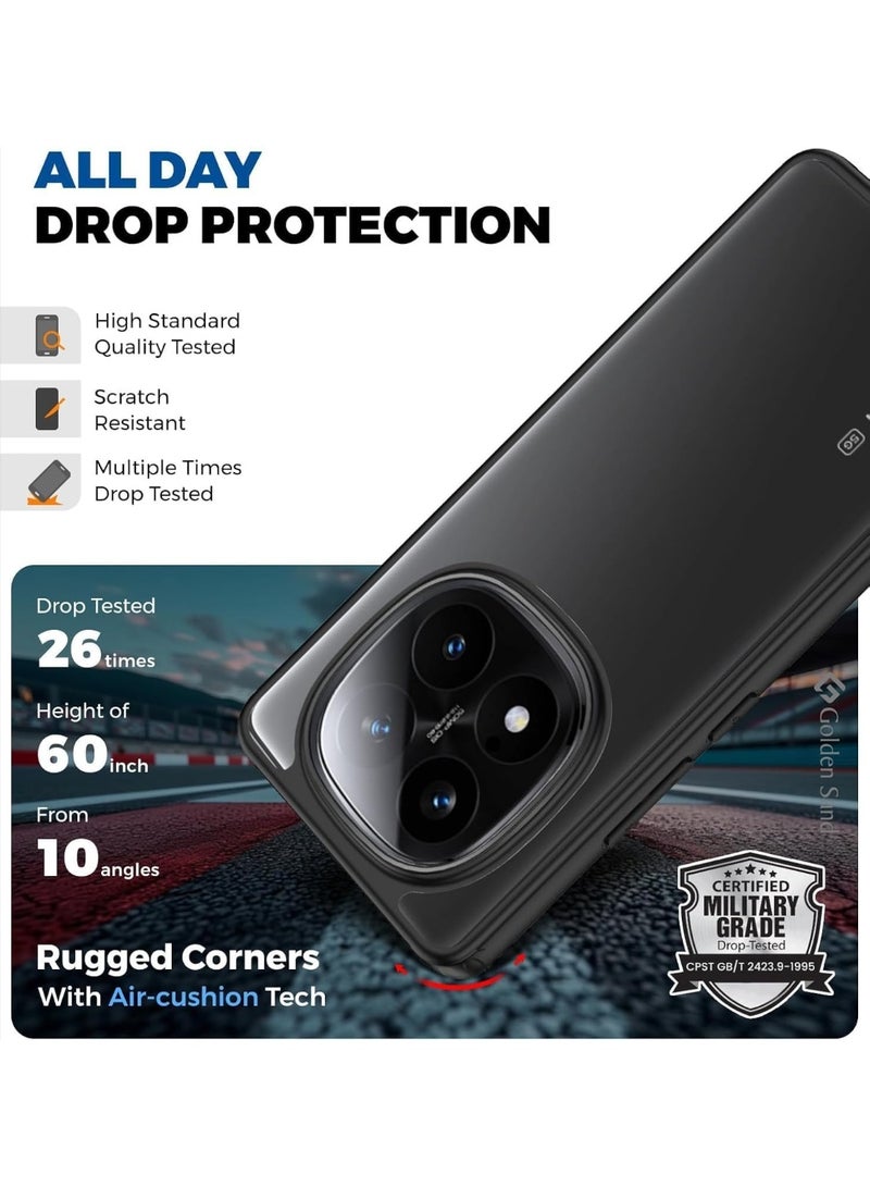 Mobile Magic Shockproof Bumper Case Solid Black Matte TPU Frame with Anti-Scratch Clear Back for Xiaomi Redmi Note 14 Pro Plus 5G (Black) - Image 2