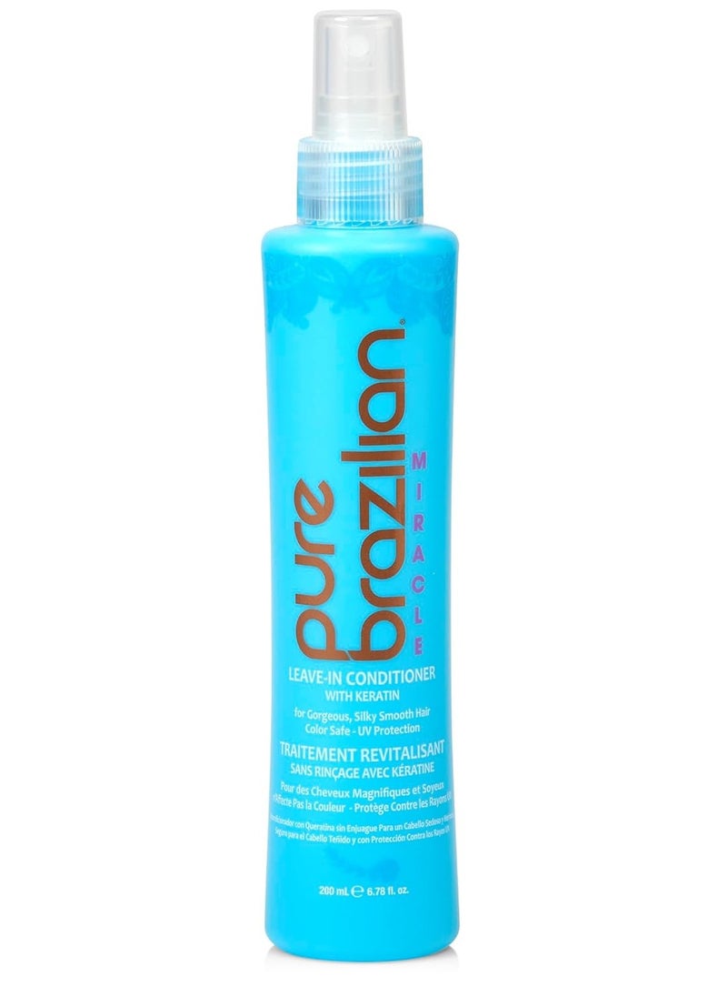 Pure Brazilian - Pure Brazilian Leave-In Conditioner, Nourishing Hair Treatment Enriched with Keratin to Fortify & Strengthen, 6.78 Ounce (200 Milliliter) - Image 1
