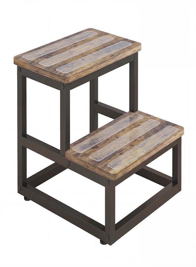 VonDream 2 Tier Step Stools for Adults with Non-Slip Stickers, Heavy Duty Bed Steps for High Beds,Kitchen Step Stool,Wide Wooden Step Stools for Kids, Step Stool for RV - Image 1