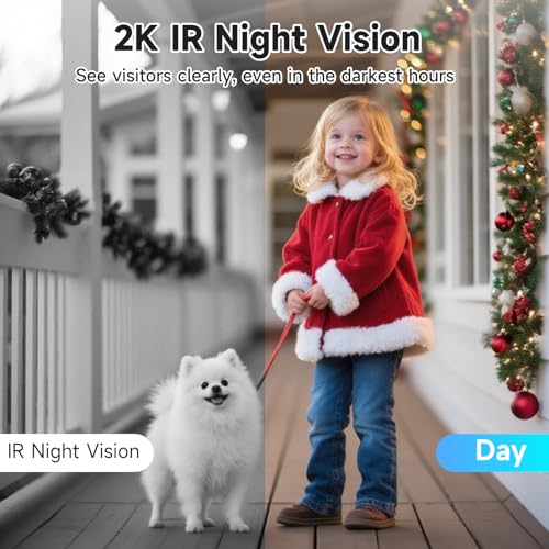 JAIOTlink 2K Dual Lens Video Doorbell Camera Wireless with Chime, 64GB SD Card, Voice Changer, 2.4G/5Ghz WiFi, Package Protection, 2-Way Audio, Night Vision, Compatible with Alexa - Image 4
