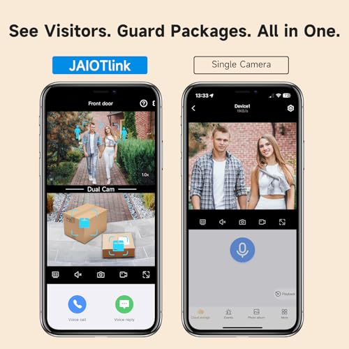 JAIOTlink 2K Dual Lens Video Doorbell Camera Wireless with Chime, 64GB SD Card, Voice Changer, 2.4G/5Ghz WiFi, Package Protection, 2-Way Audio, Night Vision, Compatible with Alexa - Image 2