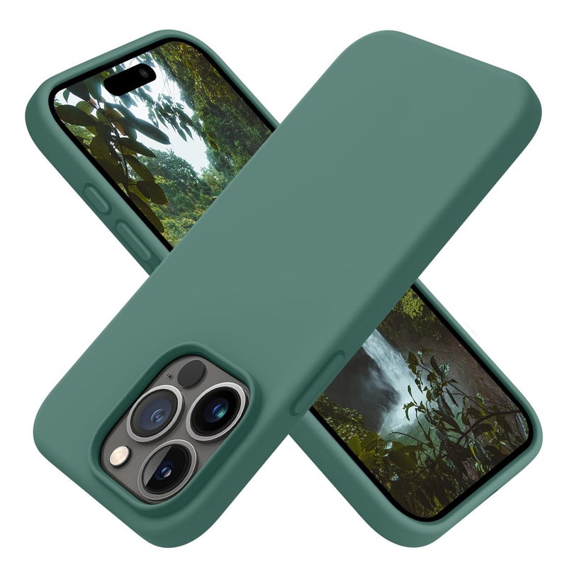 OTOFLY for iPhone 15 Pro Case MilitaryGrade Protection Shockproof Silicone AntiFingerprint AntiSlip Phone Case for iPhone 15 Pro Pine Green - Image 2