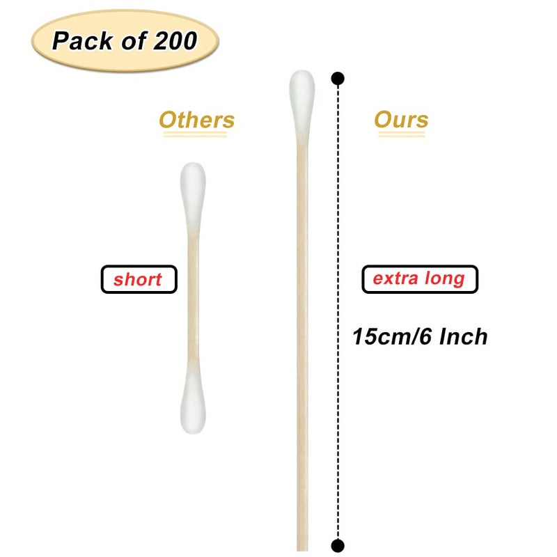 Shintop 6 Inch Long Cotton Buds, 200pcs Extra Long Handle Ear Buds Cotton Swabs Earbuds for Cleaning, Makeup, Polishing Jewelry, Arts and Crafts - Image 2