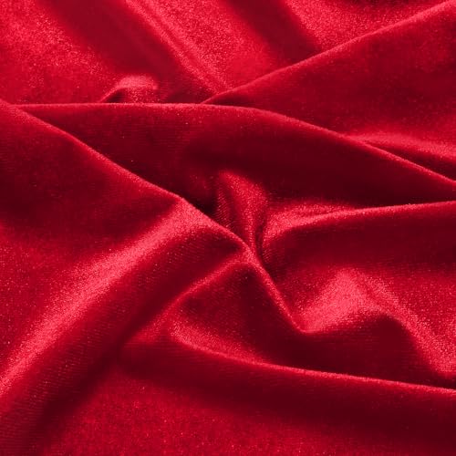 P Pothuiny Red Velvet Fabric by The Yard 2 Yards x 60 Inch Wide Luxury Soft Stretchy Velvet Cloth Fabric for Sewing Apparel Upholstery 90 Polyester 10 Spandex - Image 3