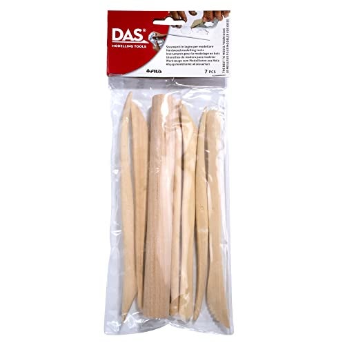 DAS Modelling Tools 7Piece Clay Modeling Tools Set Beginner Clay Tools for All Artists Versatile Wooden Tools for Shaping and Carving Wooden Tools Ideal for Clay Projects - Image 1